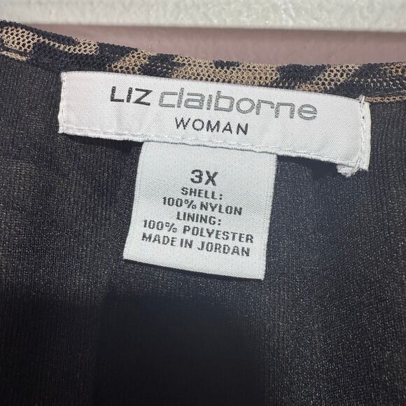 Liz Claiborne Top Women’s Size 3X Black Brown & Tan Paisley 3/4 Sleeve - Picture 5 of 7